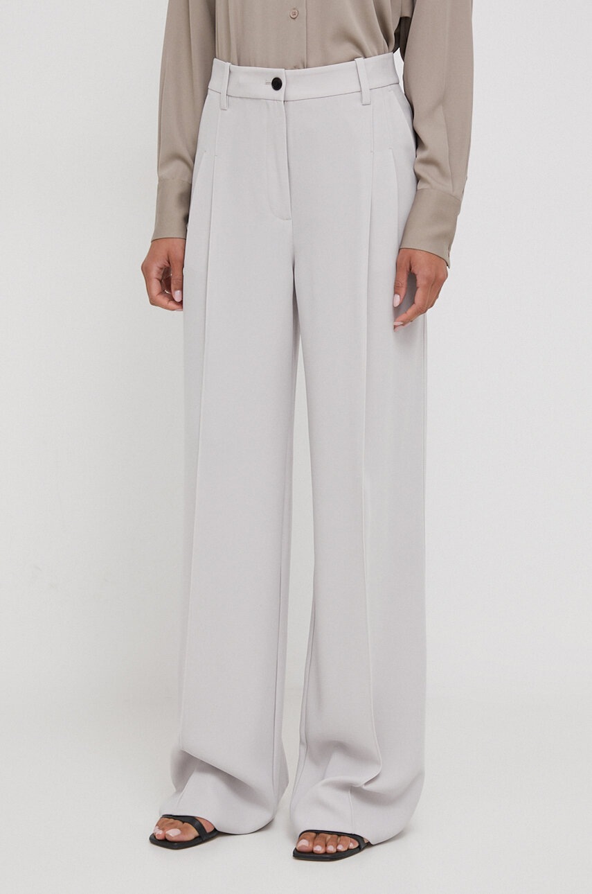 

Панталон Calvin Klein в сиво с широка каройка, висока талия K20K206774, Сив