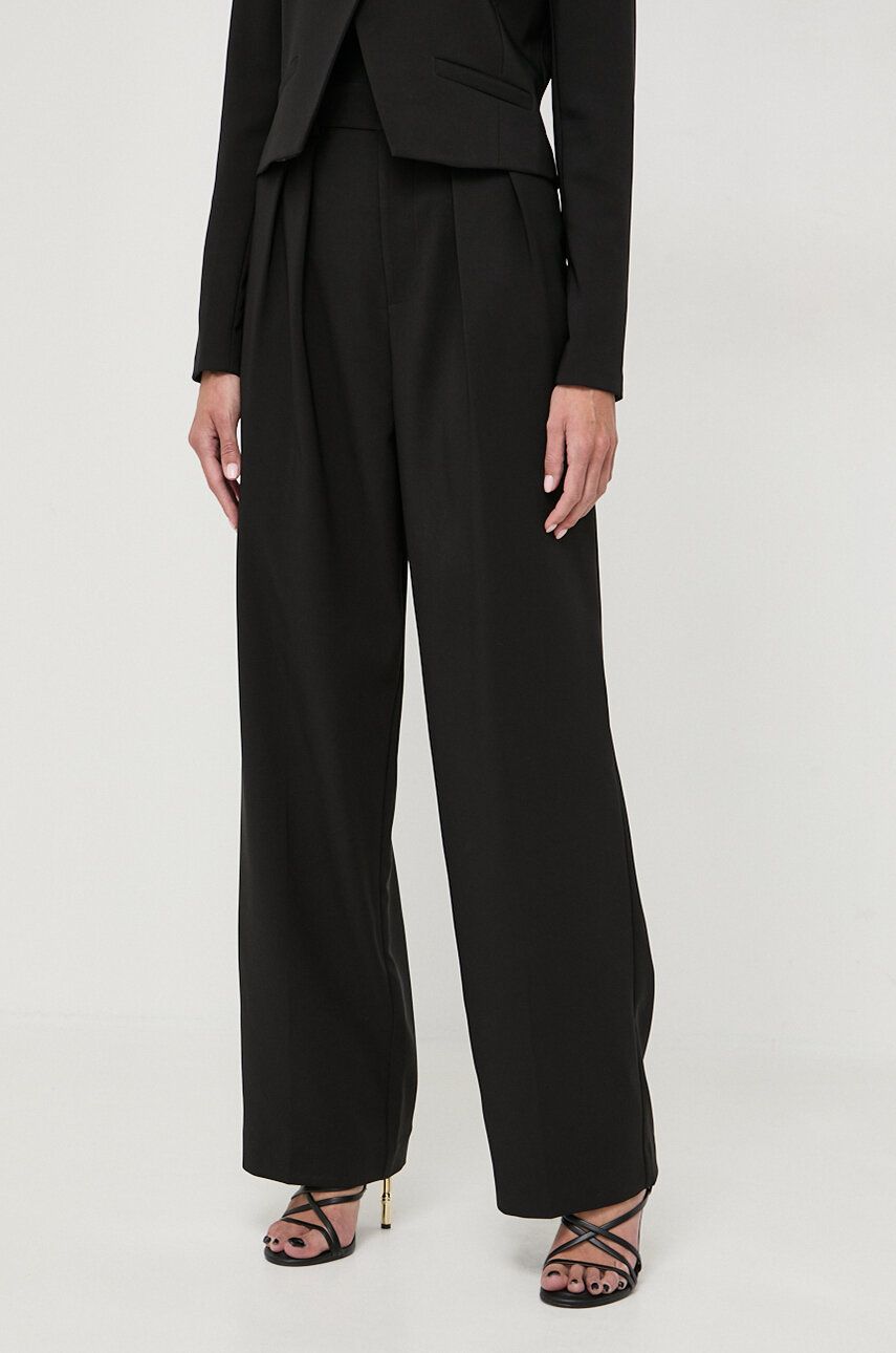 Kalhoty Custommade Penny dámské, černá barva, jednoduché, high waist, 999425550
