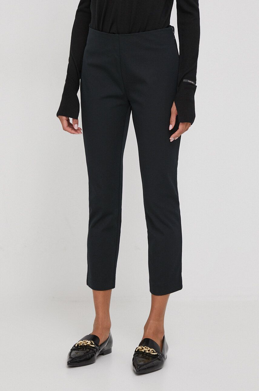 E-shop Kalhoty Lauren Ralph Lauren dámské, černá barva, přiléhavé, high waist