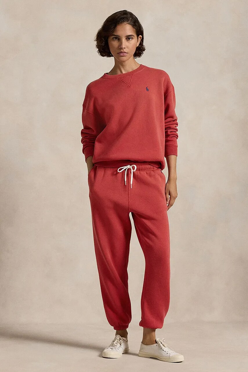 Levně Tepláky Polo Ralph Lauren červená barva, hladké, 211943009