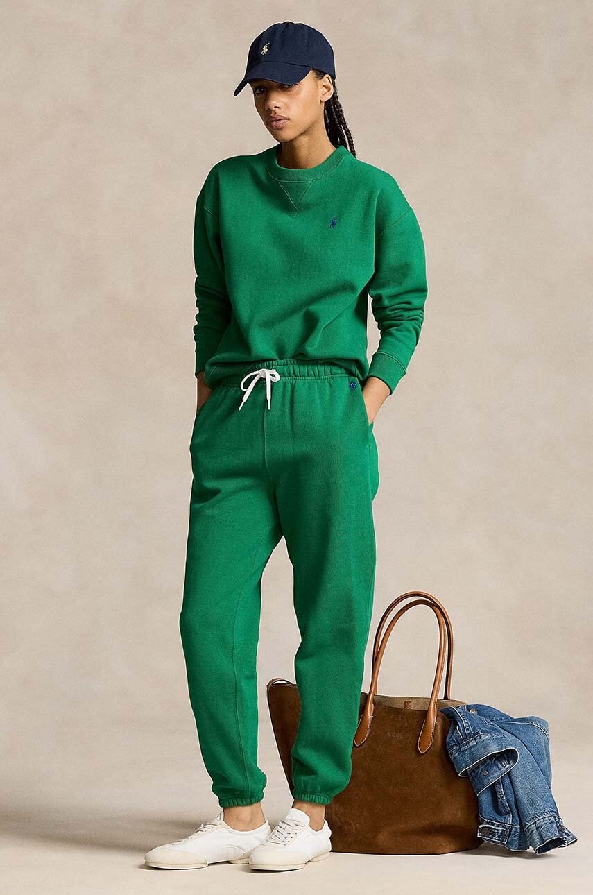 Levně Tepláky Polo Ralph Lauren zelená barva, hladké