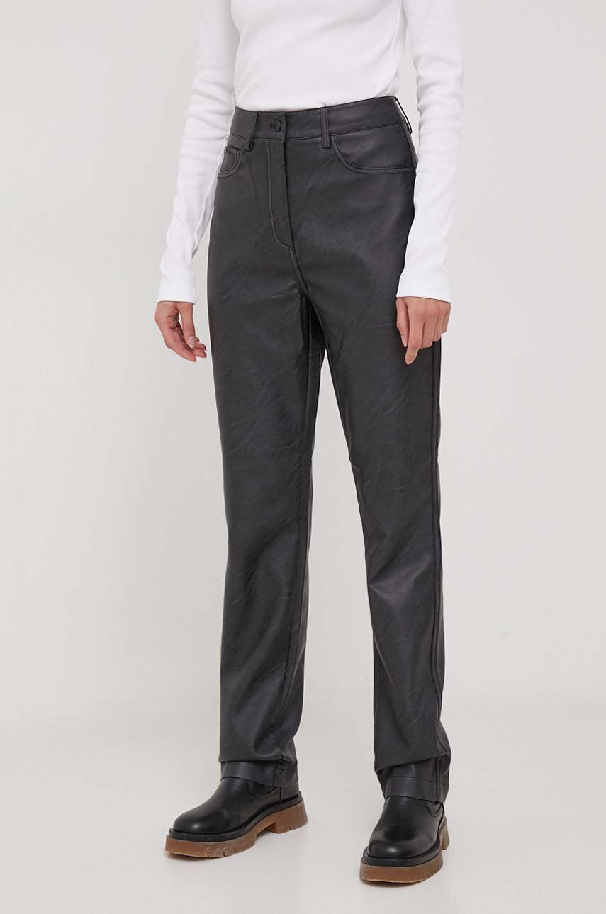 Levně Kalhoty Calvin Klein Jeans dámské, černá barva, široké, high waist, J20J222552
