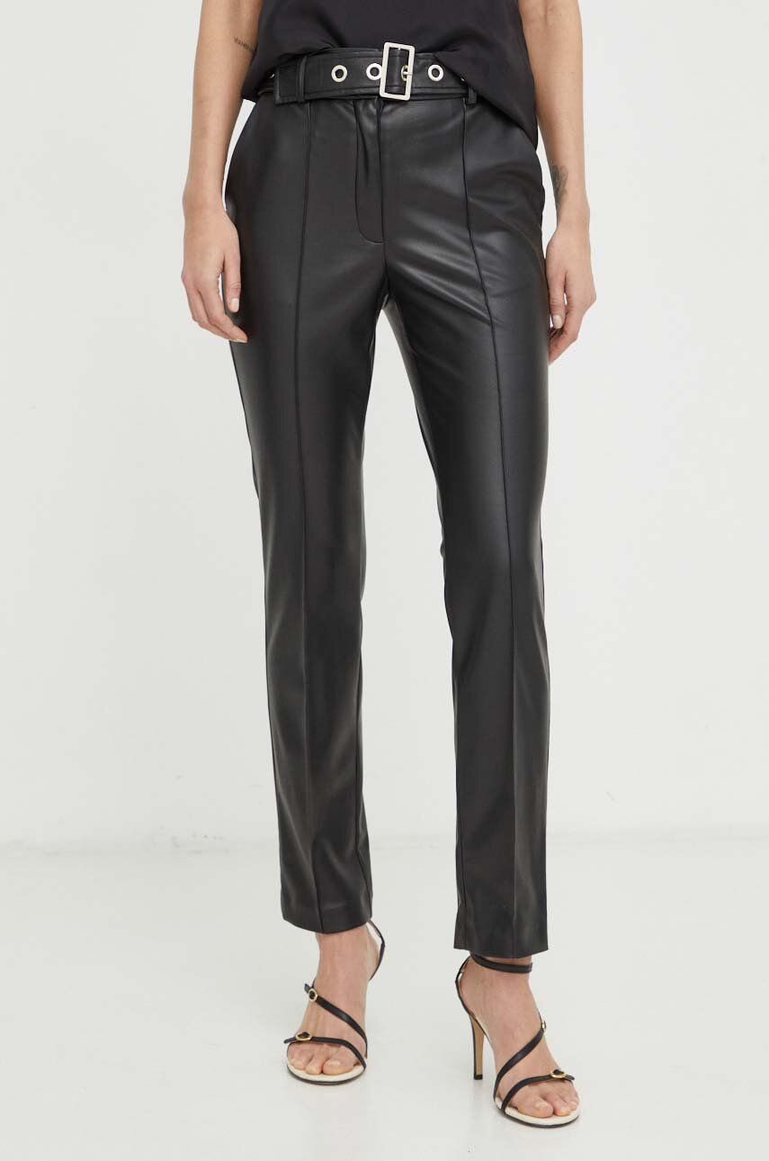 Levně Kalhoty Marciano Guess RORY dámské, černá barva, přiléhavé, high waist, 4RGB19 9645Z
