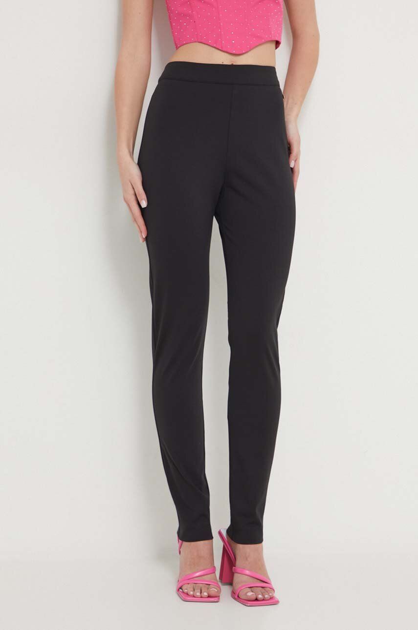 Chiara Ferragni pantaloni femei, culoarea negru, mulata, high waist