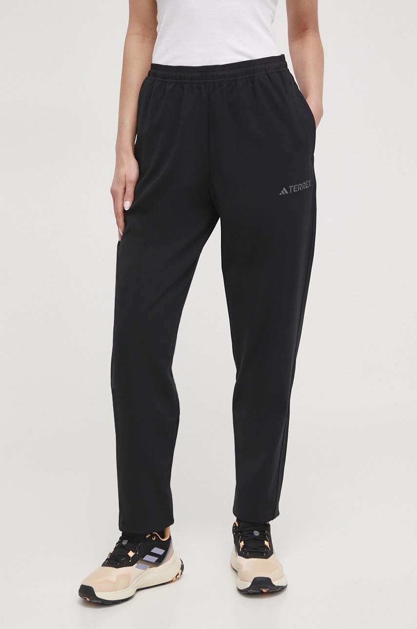 adidas TERREX pantaloni femei, culoarea negru, neted