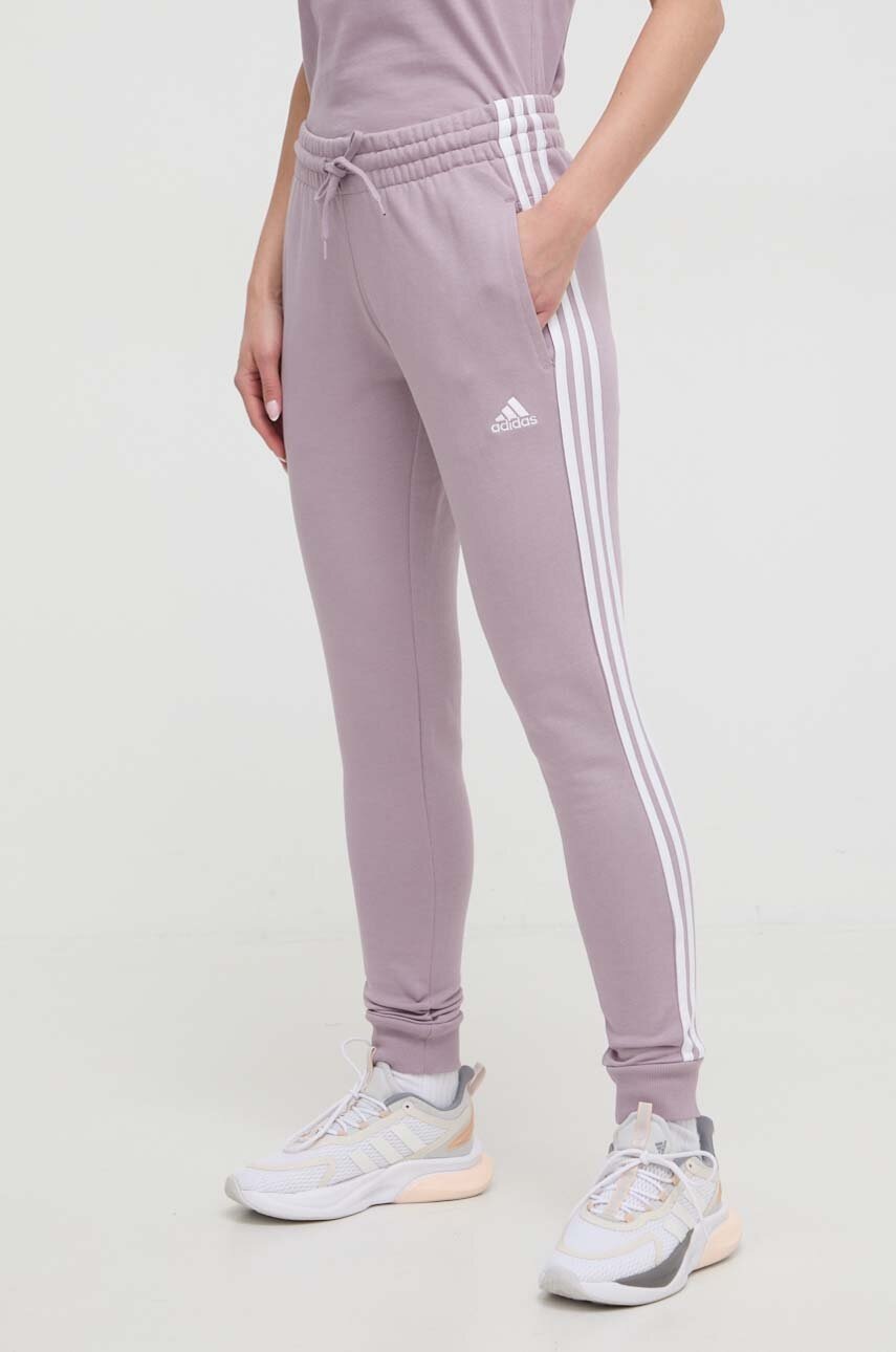 adidas pantaloni de trening din bumbac culoarea violet, cu model IR5379