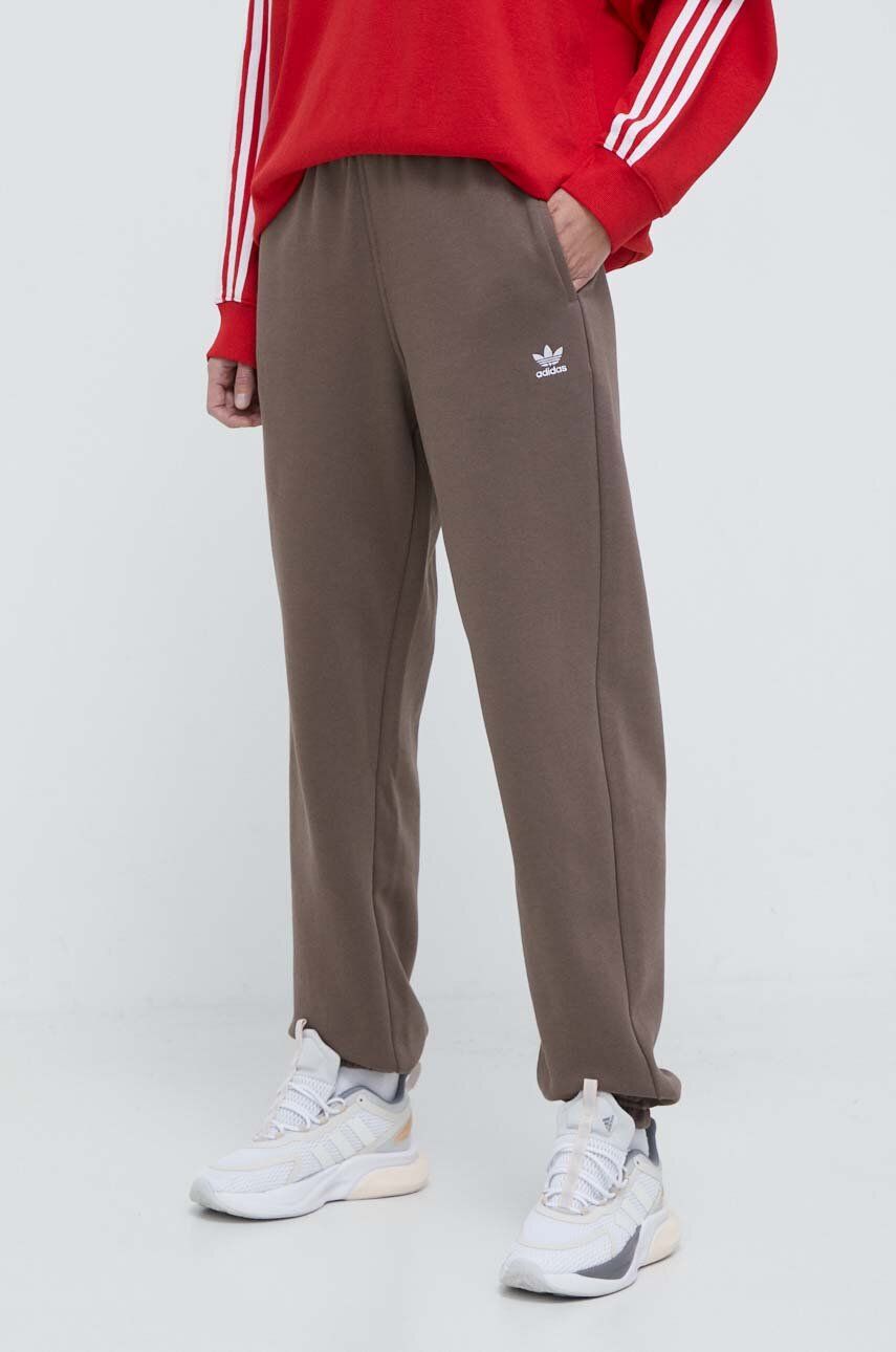 adidas Originals pantaloni de trening Essentials Fleece Joggers culoarea maro, neted, IR5974
