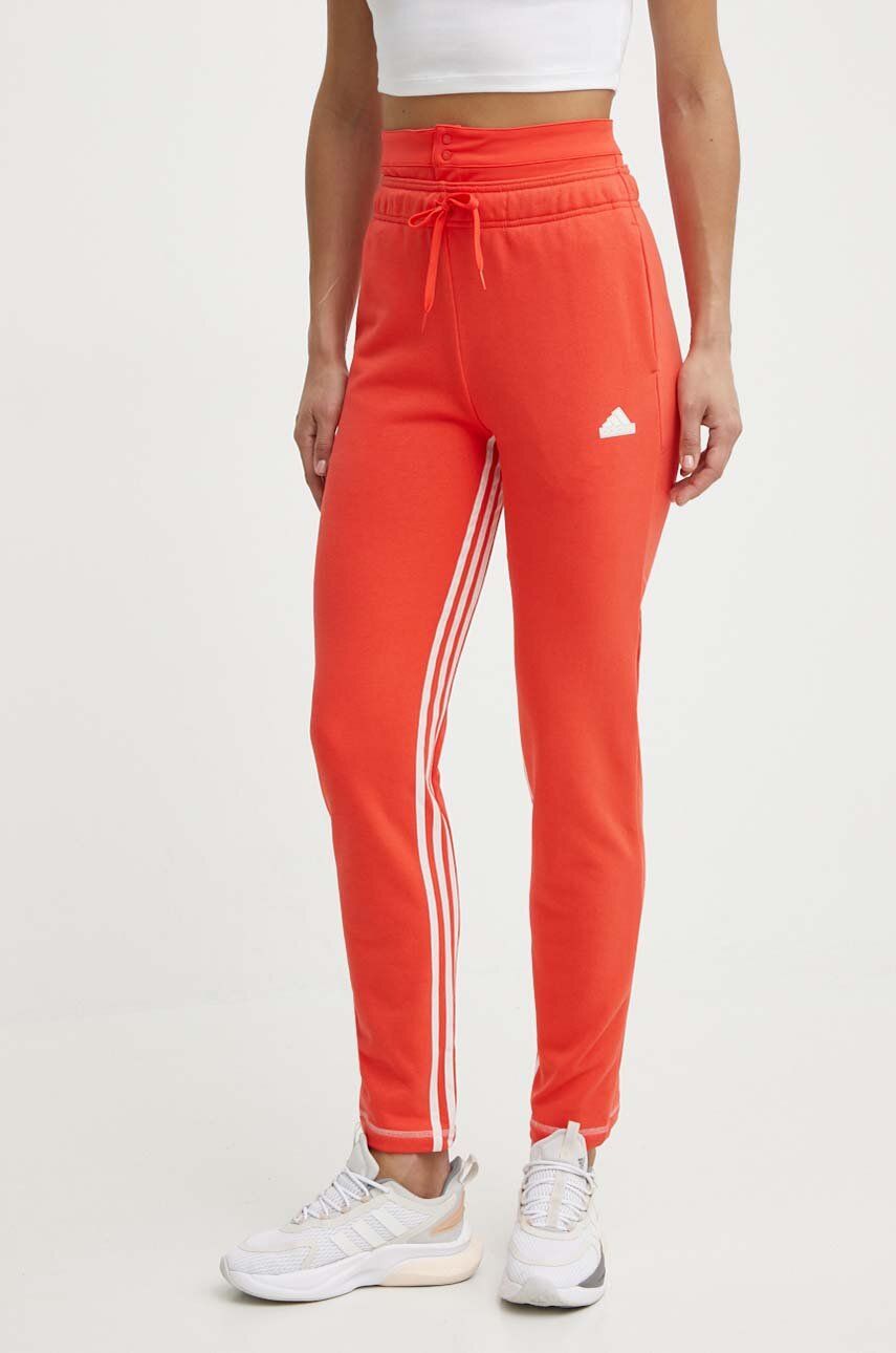 adidas pantaloni de trening culoarea rosu, cu imprimeu, IS0897