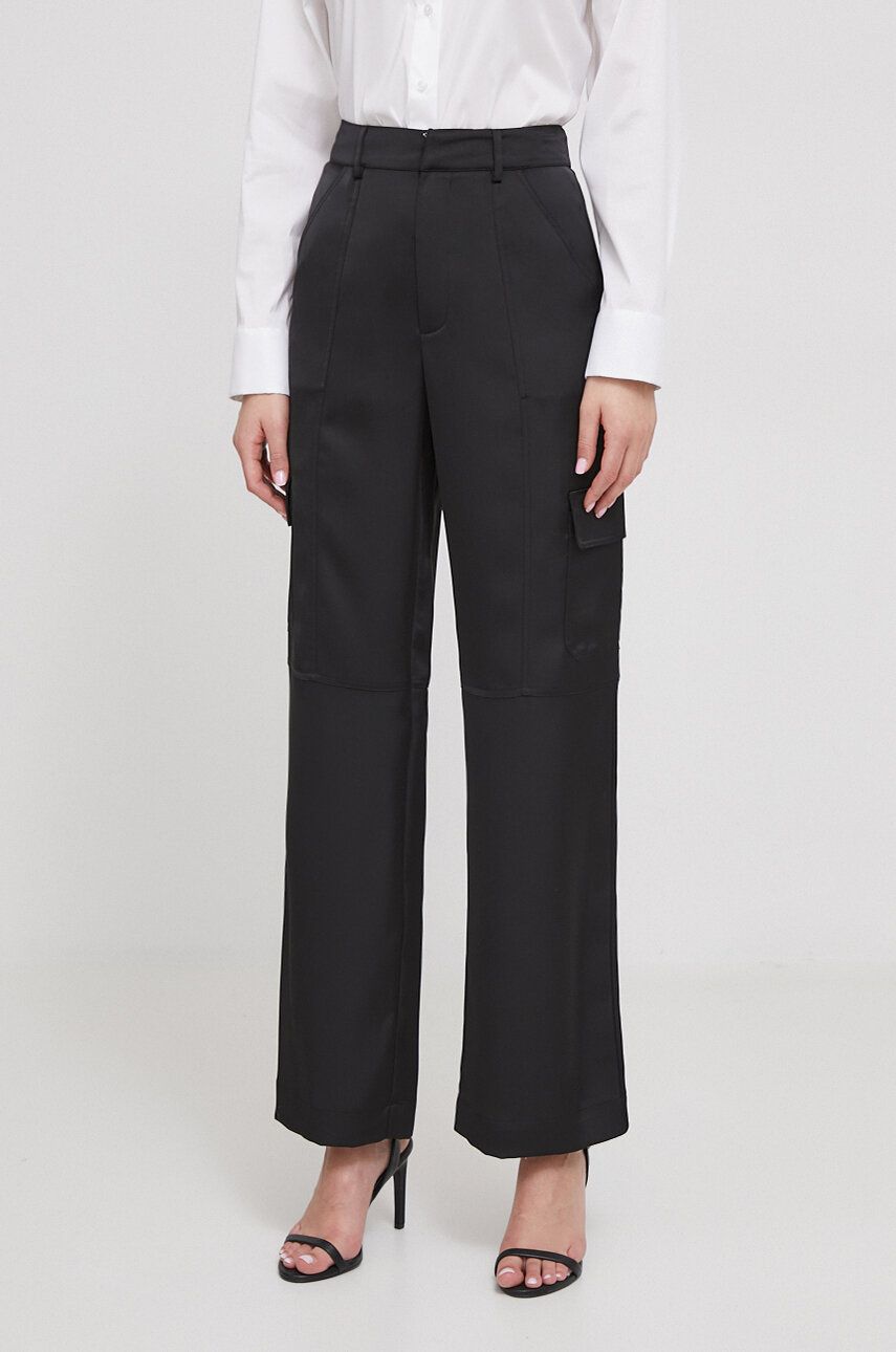 Joop! pantaloni femei, culoarea negru, fason cargo, high waist