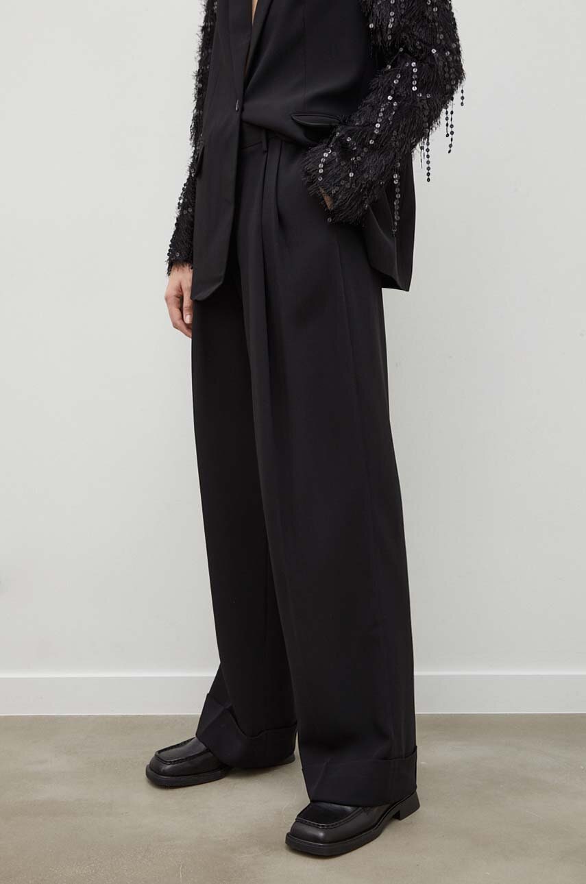 Day Birger Et Mikkelsen Pantaloni Femei, Culoarea Negru, Lat, High Waist