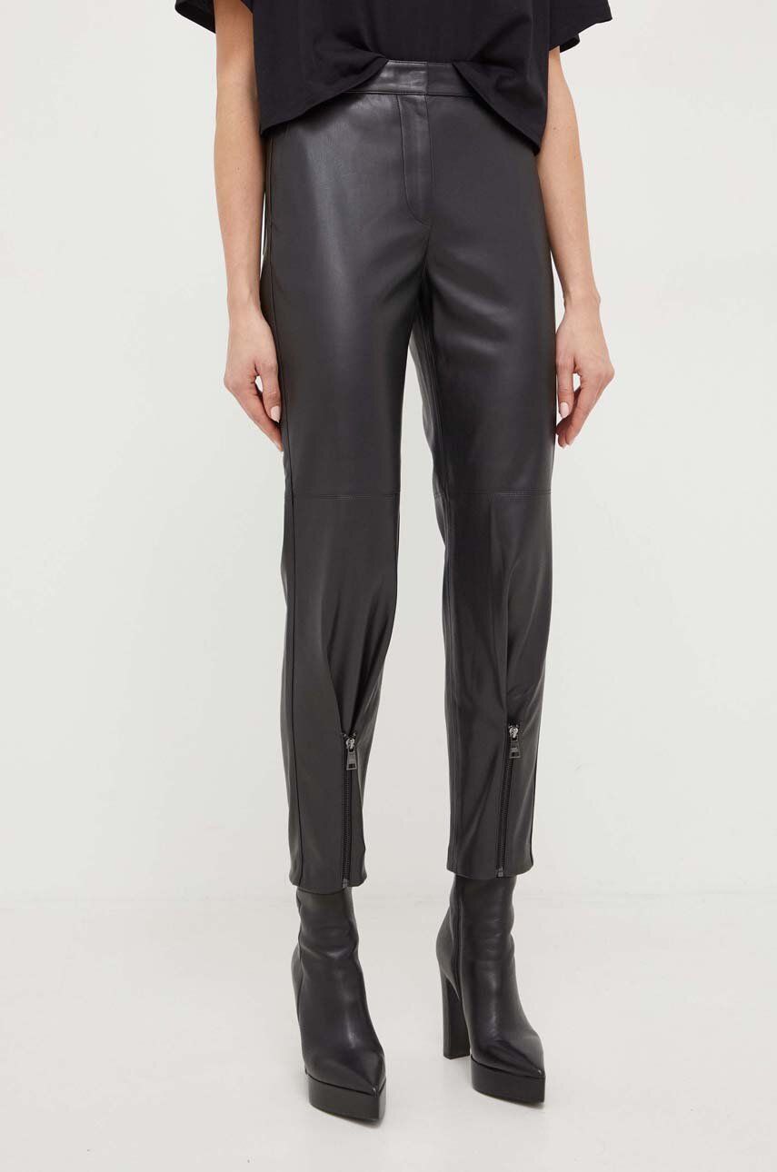 Karl Lagerfeld Pantaloni Femei, Culoarea Negru, Drept, High Waist