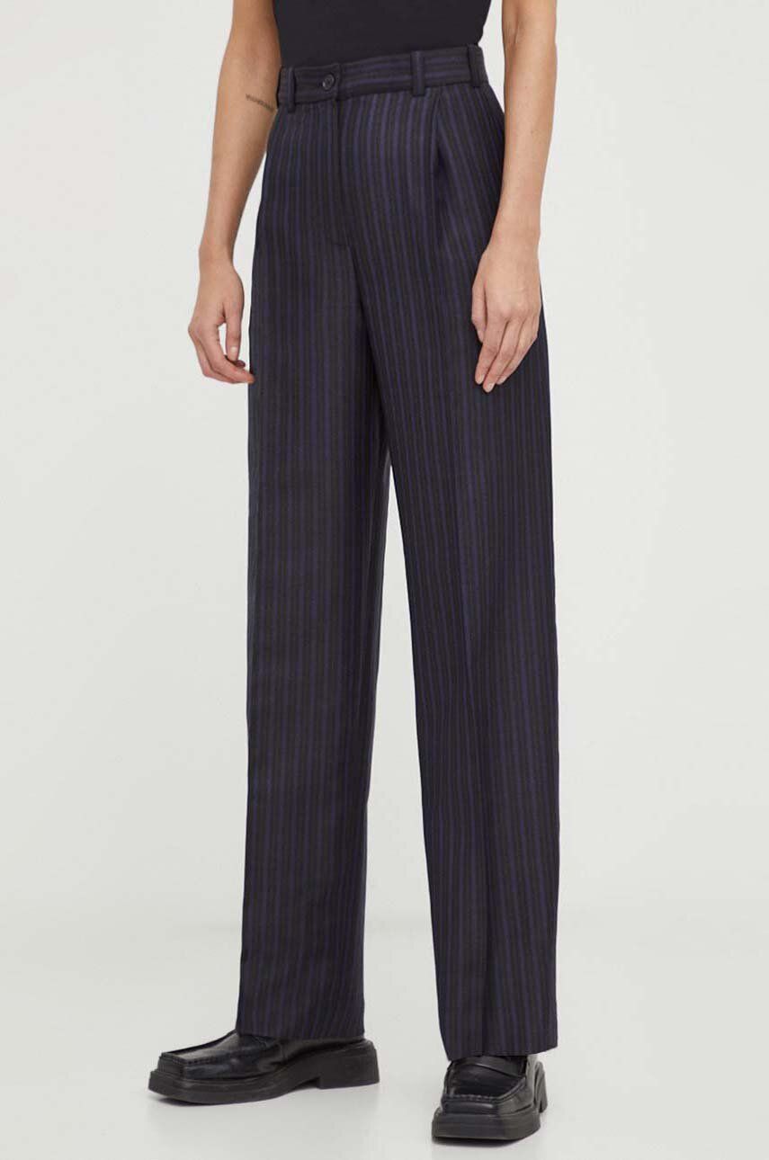 Lovechild pantaloni de lana culoarea negru, lat, high waist