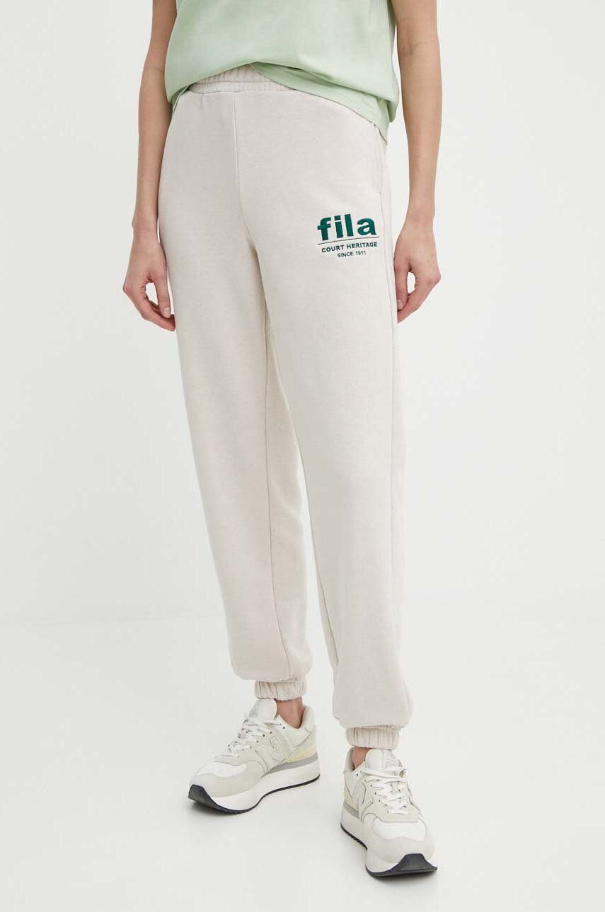 Fila pantaloni de trening Lima culoarea bej, cu imprimeu, FAW0766