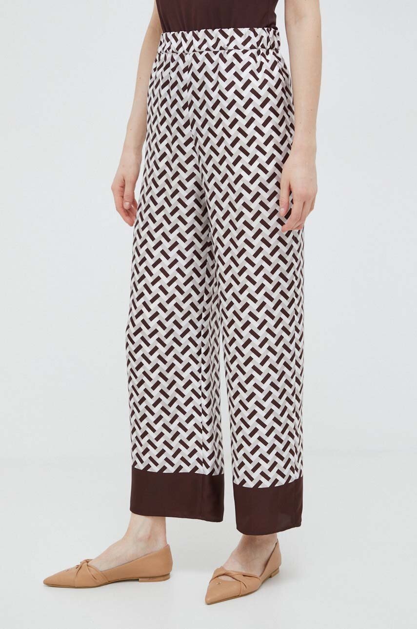 Max Mara Leisure pantaloni de matase lat, high waist