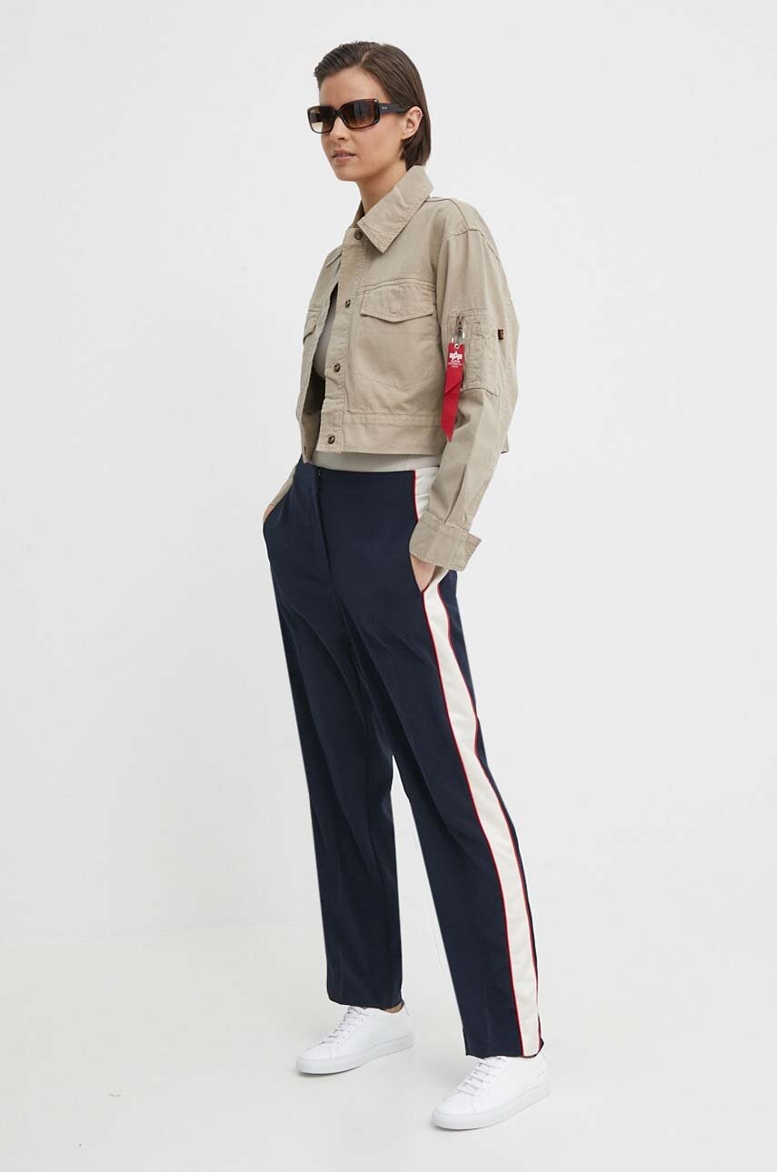 

Панталон Tommy Hilfiger в тъмносиньо с кройка по тялото, висока талия WW0WW41607, Тъмносин