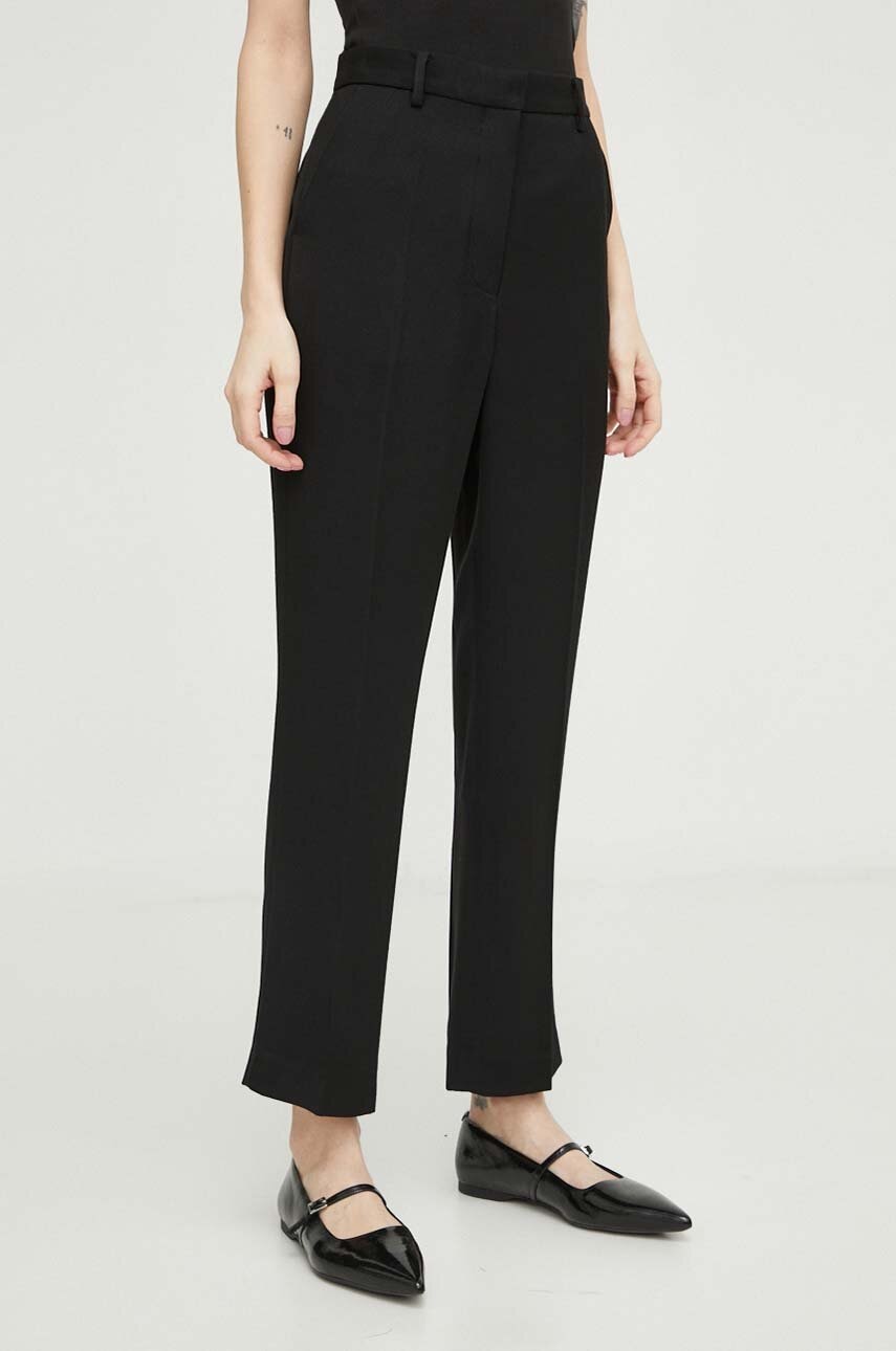 Day Birger et Mikkelsen pantaloni femei, culoarea negru, drept, high waist