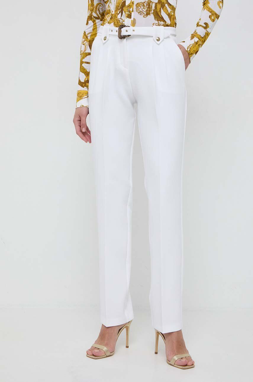 Levně Kalhoty Versace Jeans Couture dámské, béžová barva, fason cargo, high waist, 76HAA111 N0103