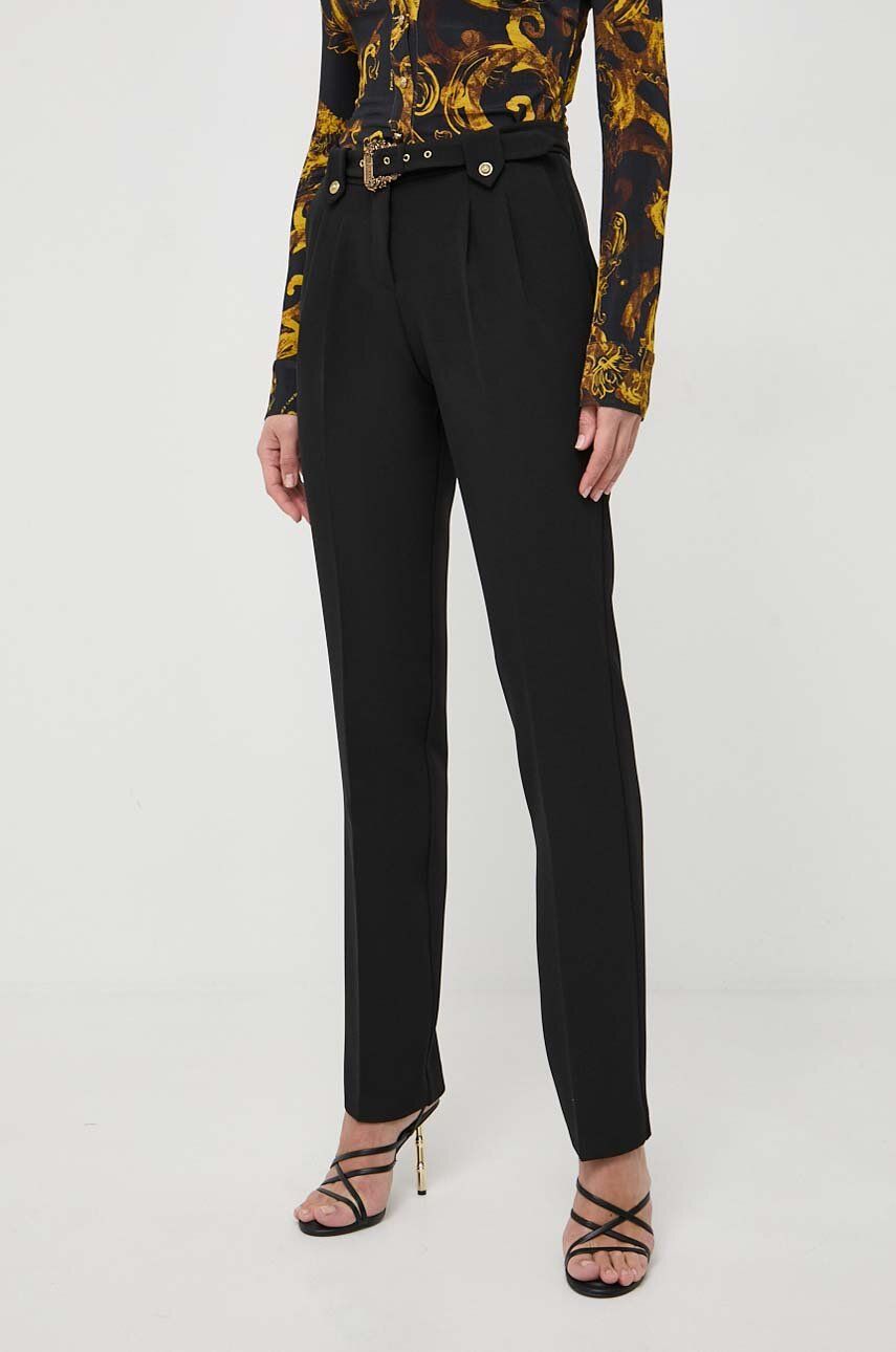 Kalhoty Versace Jeans Couture dámské, černá barva, fason cargo, high waist, 76HAA111 N0103
