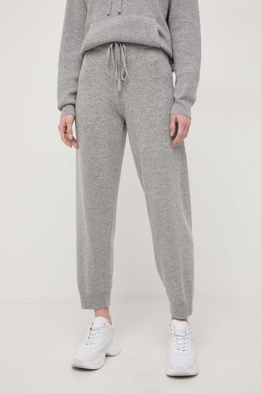 Weekend Max Mara pantaloni de trening lână culoarea gri, melanj 2415330000000