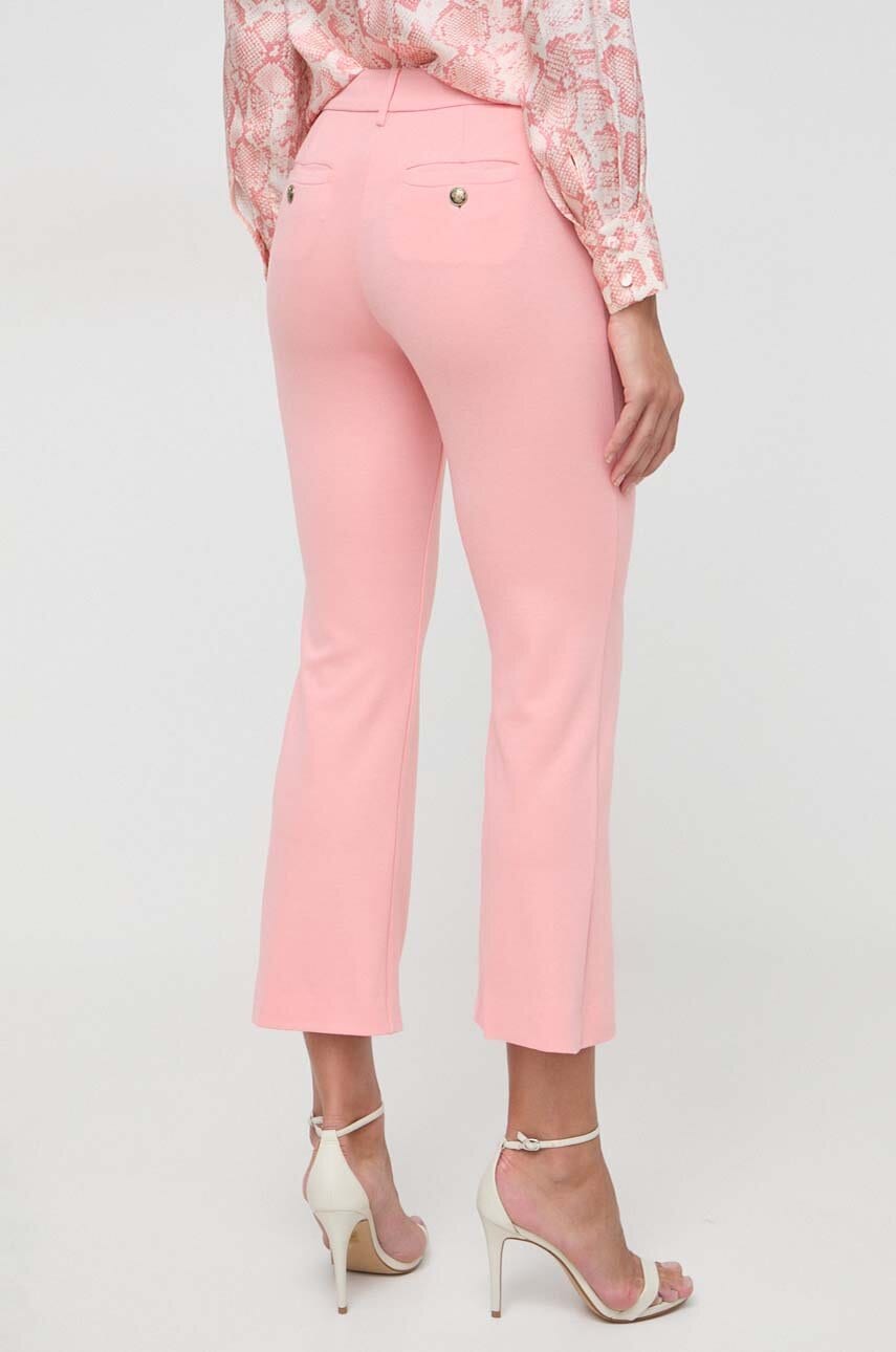 Marella pantaloni femei, culoarea roz, evazati, high waist