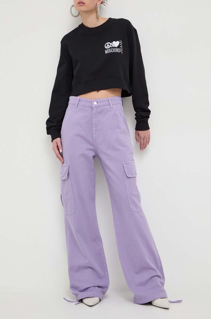 Levně Džíny Moschino Jeans dámské, fialová barva
