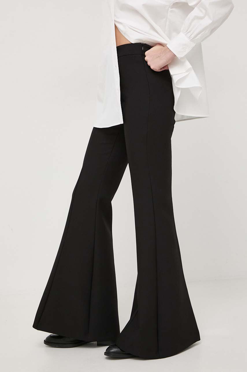 MAX&Co. pantaloni femei, culoarea negru, evazați, high waist 2416130000000