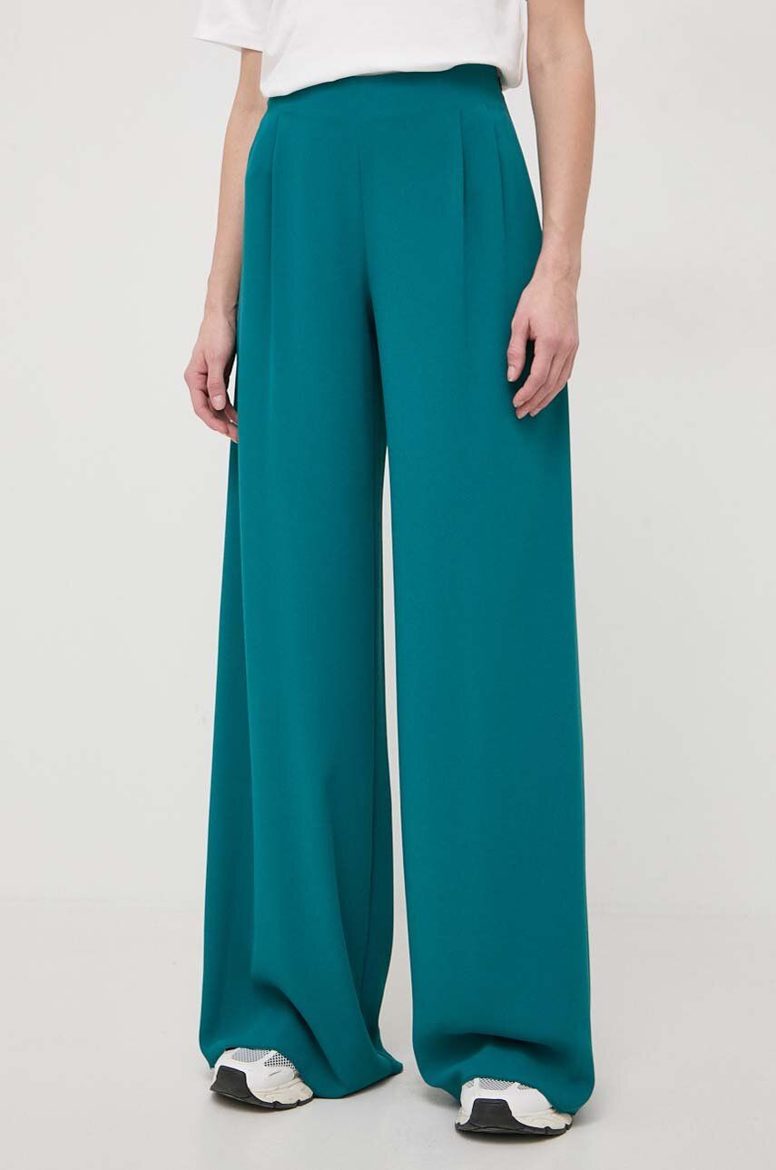 MAX&Co. pantaloni femei, culoarea verde, drept, high waist