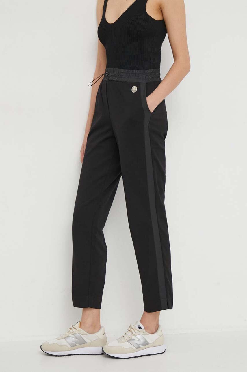 Aeronautica Militare pantaloni femei, culoarea negru, drept, high waist