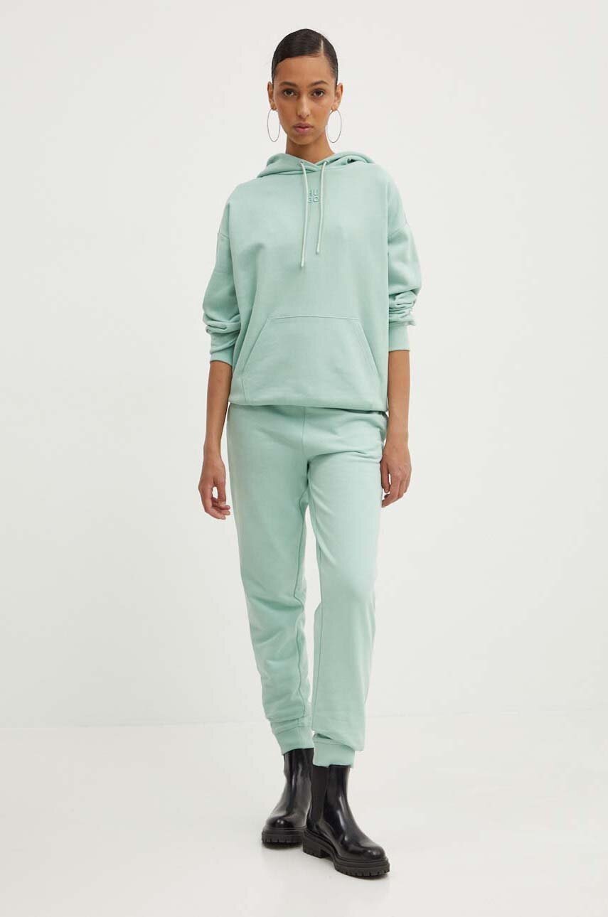 Βαμβακερό παντελόνι HUGO χρώμα: πράσινο φωτογραφία