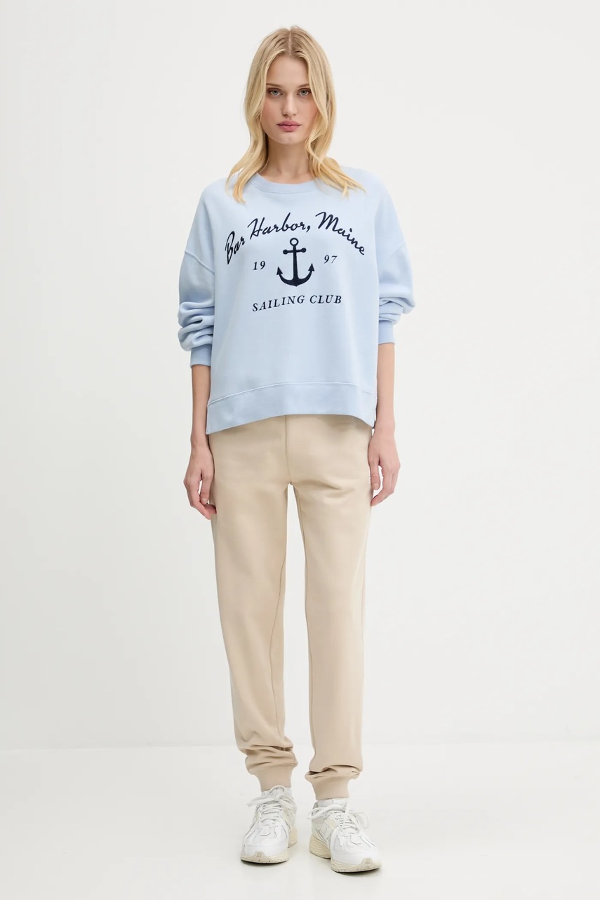 Хлопковые спортивные штаны HUGO цвет бежевый однотонная 50522417