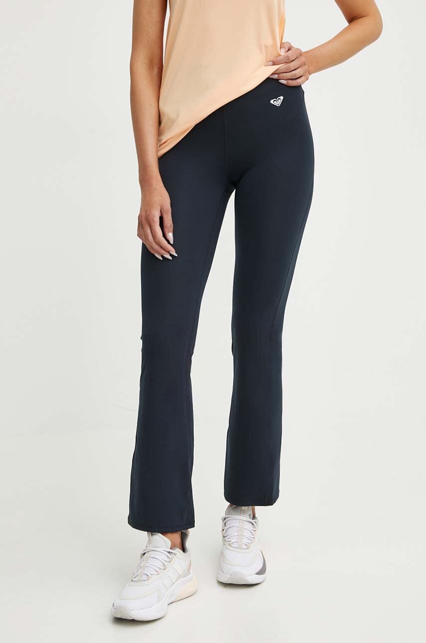 Roxy pantaloni de yoga Heart Into It culoarea negru, neted, ERJNP03553 Roxy pantaloni de yoga Heart Into It culoarea negru, neted, ERJNP03553