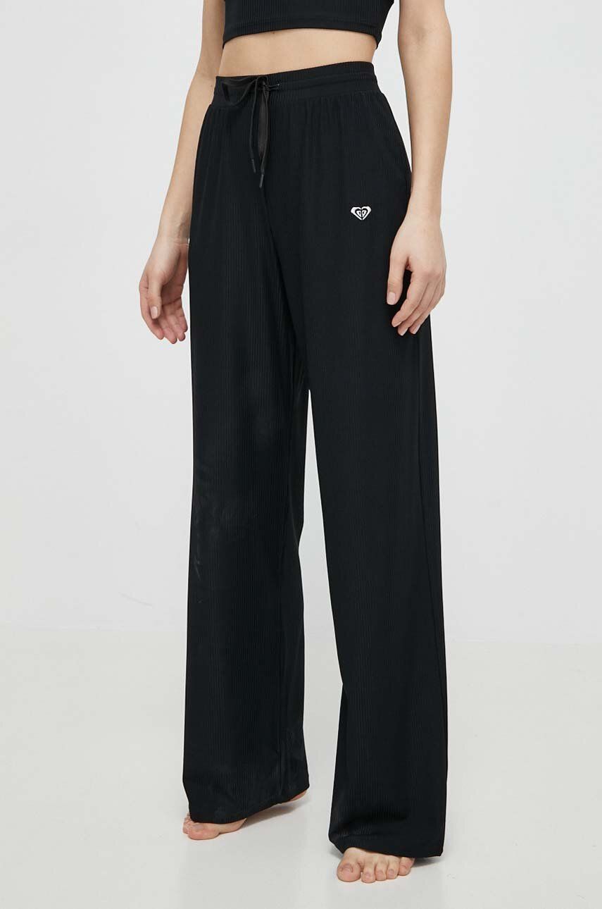 Levně Kalhoty na jógu Roxy Rise & Vibe černá barva, high waist, ERJNP03556
