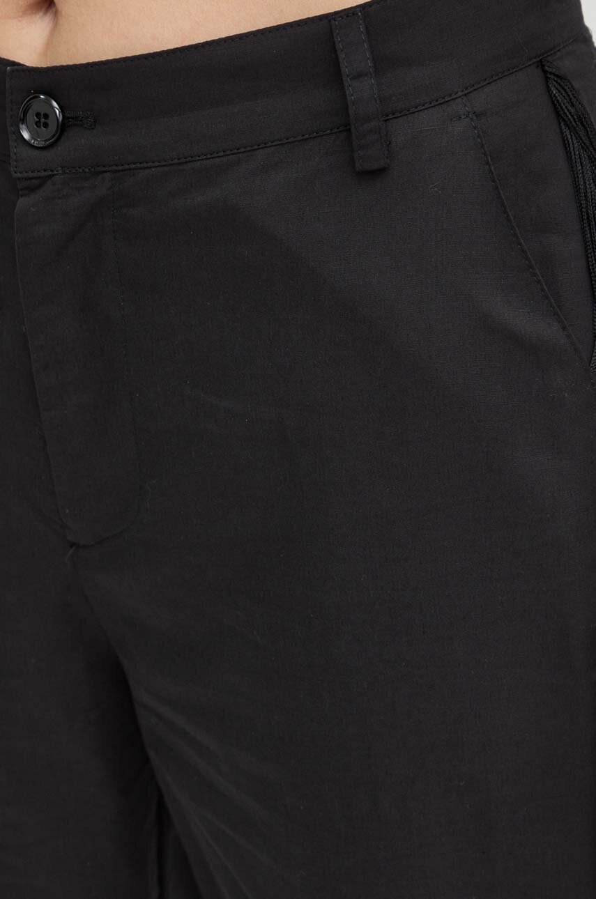 Штани з домішкою льону Pinko колір чорний фасон chinos висока посадка 103619 A1XF 