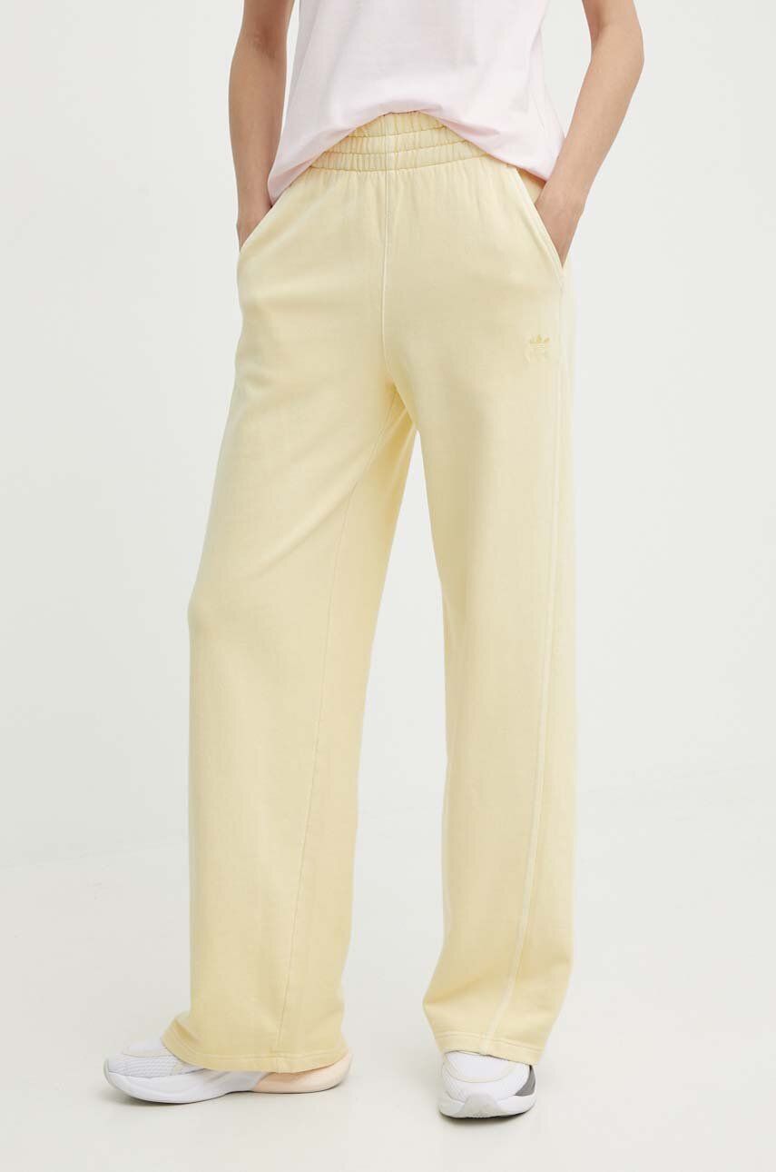adidas Originals pantaloni de trening din bumbac culoarea galben, uni IR6020