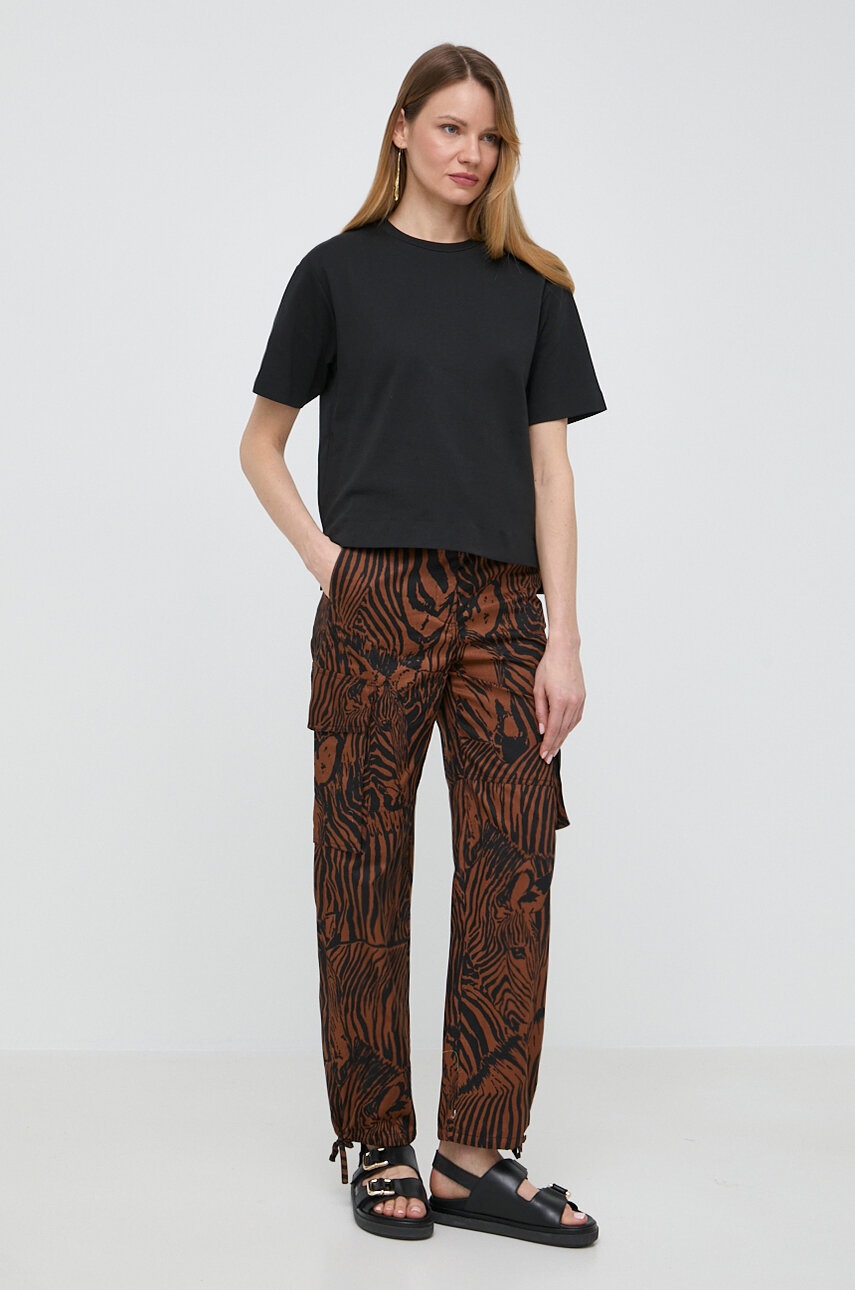 Βαμβακερό παντελόνι Weekend Max Mara χρώμα: καφέ φωτογραφία