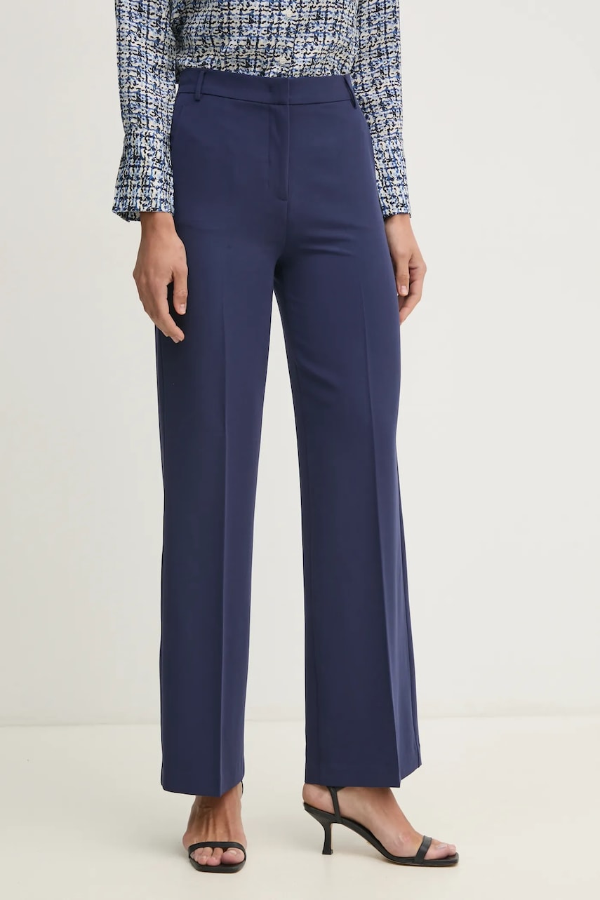 Sisley pantaloni femei, culoarea albastru marin, drept, high waist, 4KVXLF02I Sisley pantaloni femei, culoarea albastru marin, drept, high waist, 4KVXLF02I