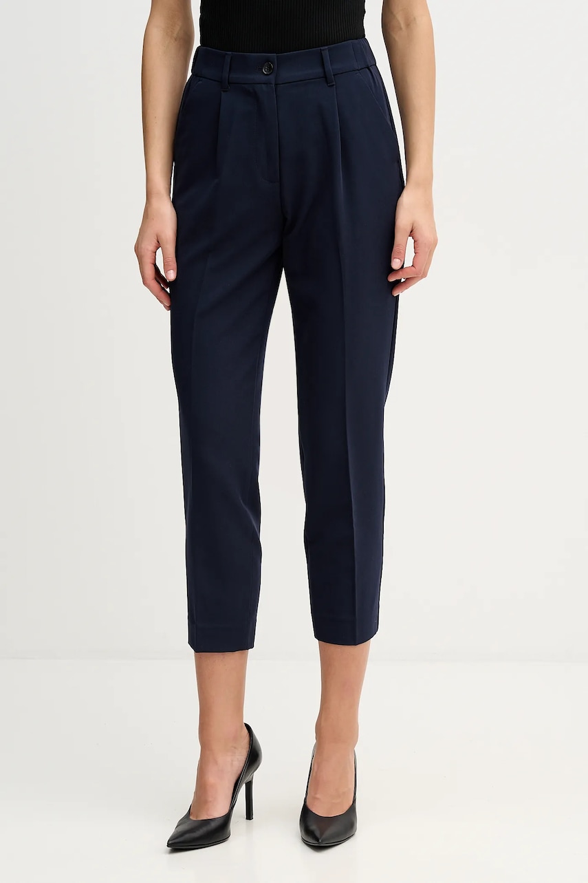 Sisley pantaloni culoarea negru, drept, high waist