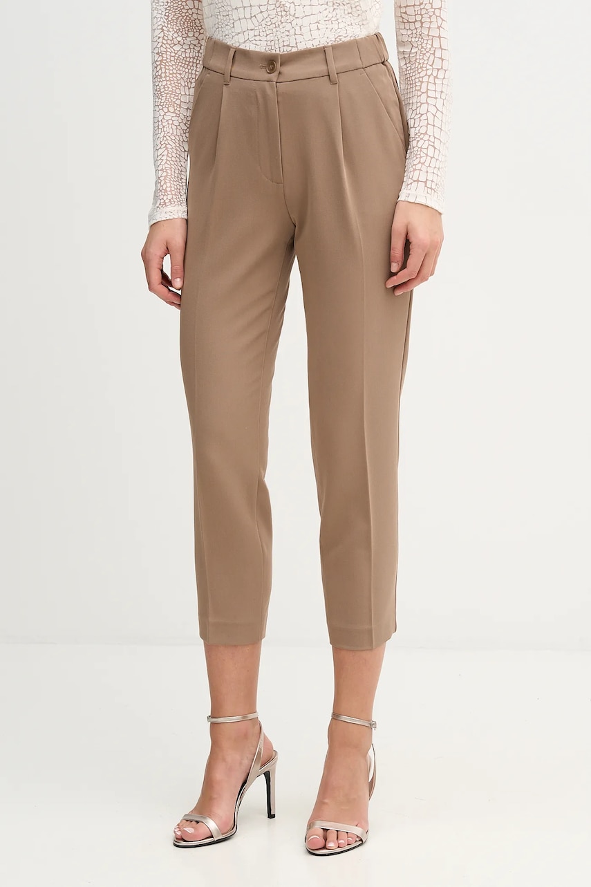 Sisley pantaloni culoarea negru, drept, high waist