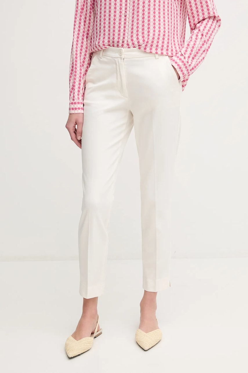 Sisley pantaloni femei, culoarea bej, mulata, medium waist, 4BYW55AH6