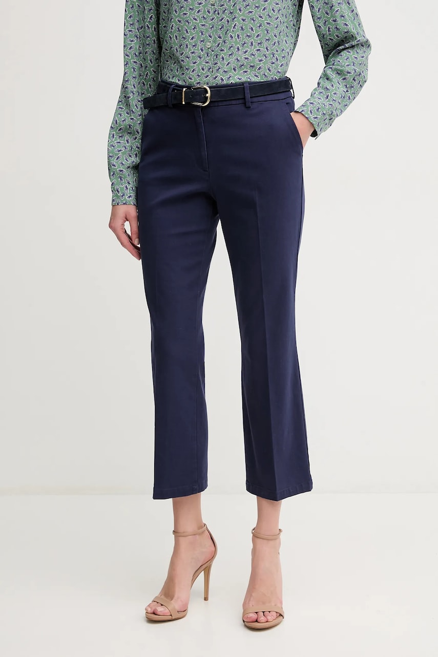 Sisley pantaloni femei, culoarea negru, drept, medium waist Sisley pantaloni femei, culoarea negru, drept, medium waist