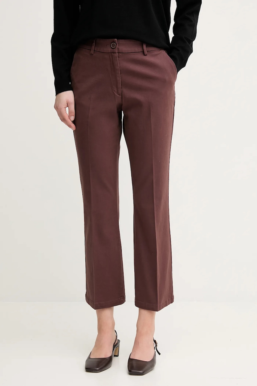 Sisley pantaloni femei, culoarea negru, drept, medium waist Sisley pantaloni femei, culoarea negru, drept, medium waist