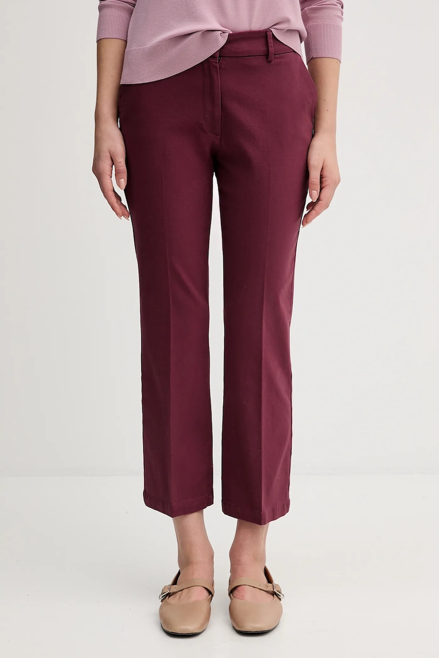 Sisley pantaloni culoarea negru, drept, medium waist