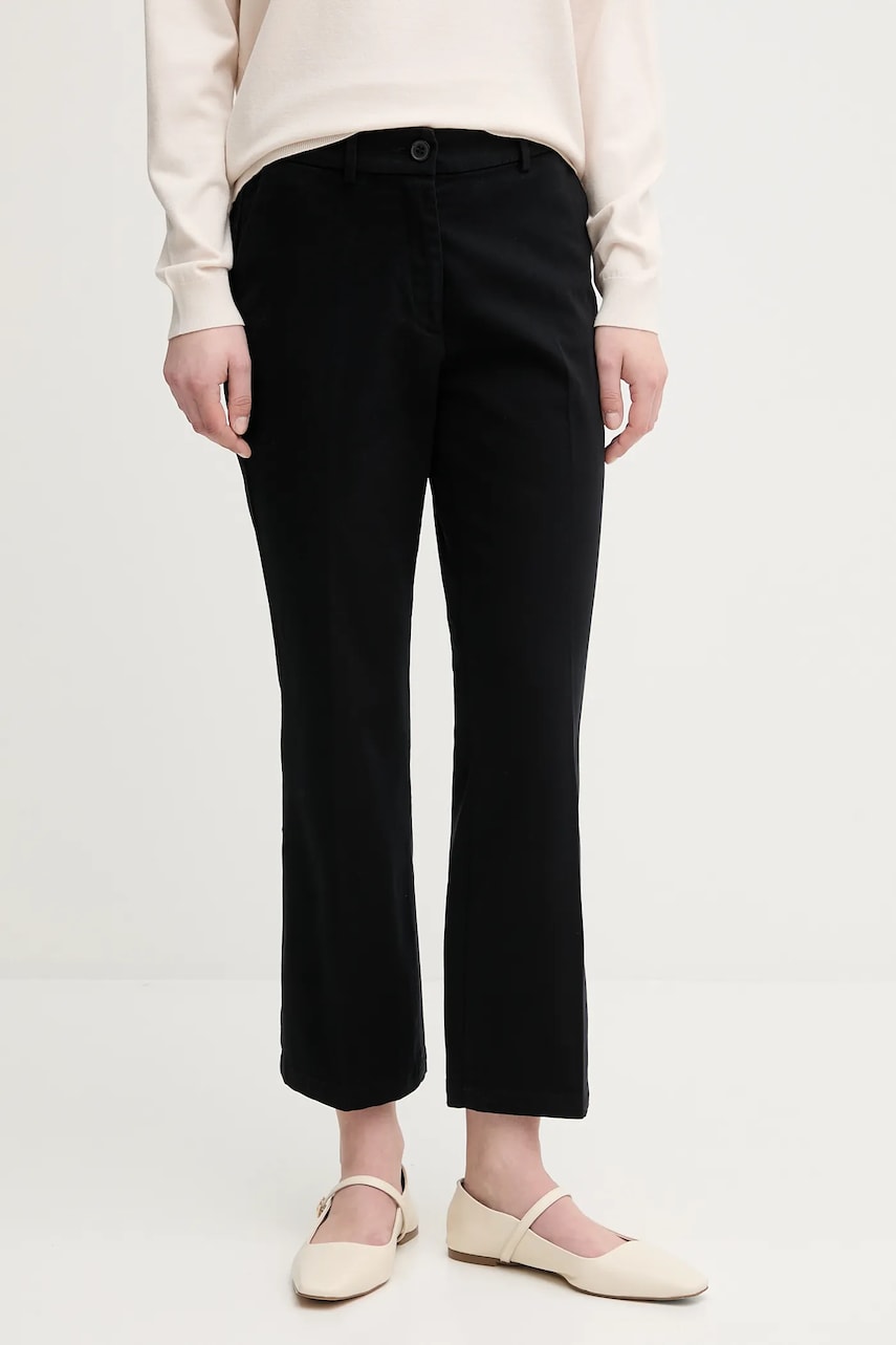Sisley pantaloni femei, culoarea negru, drept, medium waist Sisley pantaloni femei, culoarea negru, drept, medium waist