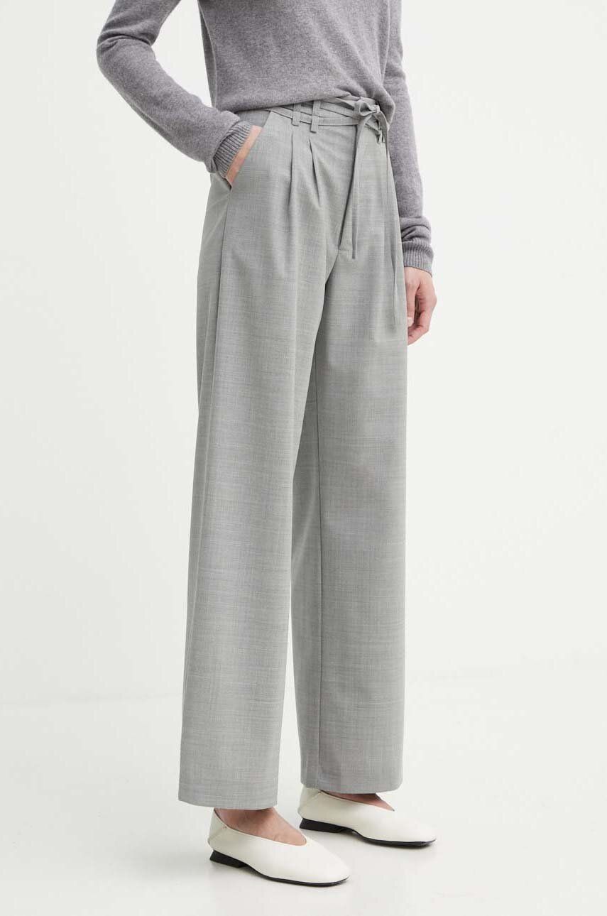 Alohas pantaloni din lana culoarea gri, lat, high waist