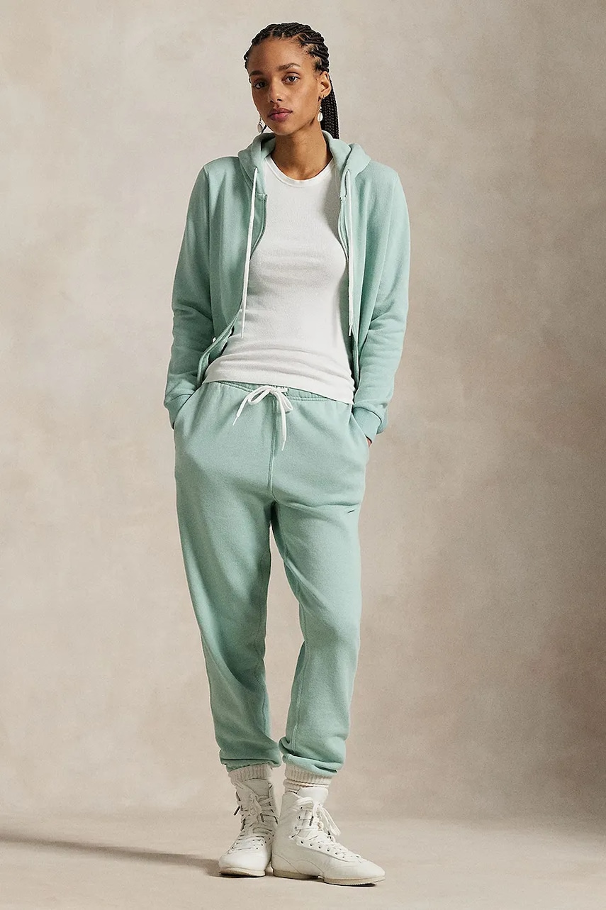 Levně Bavlněné tepláky Polo Ralph Lauren zelená barva, 211935585