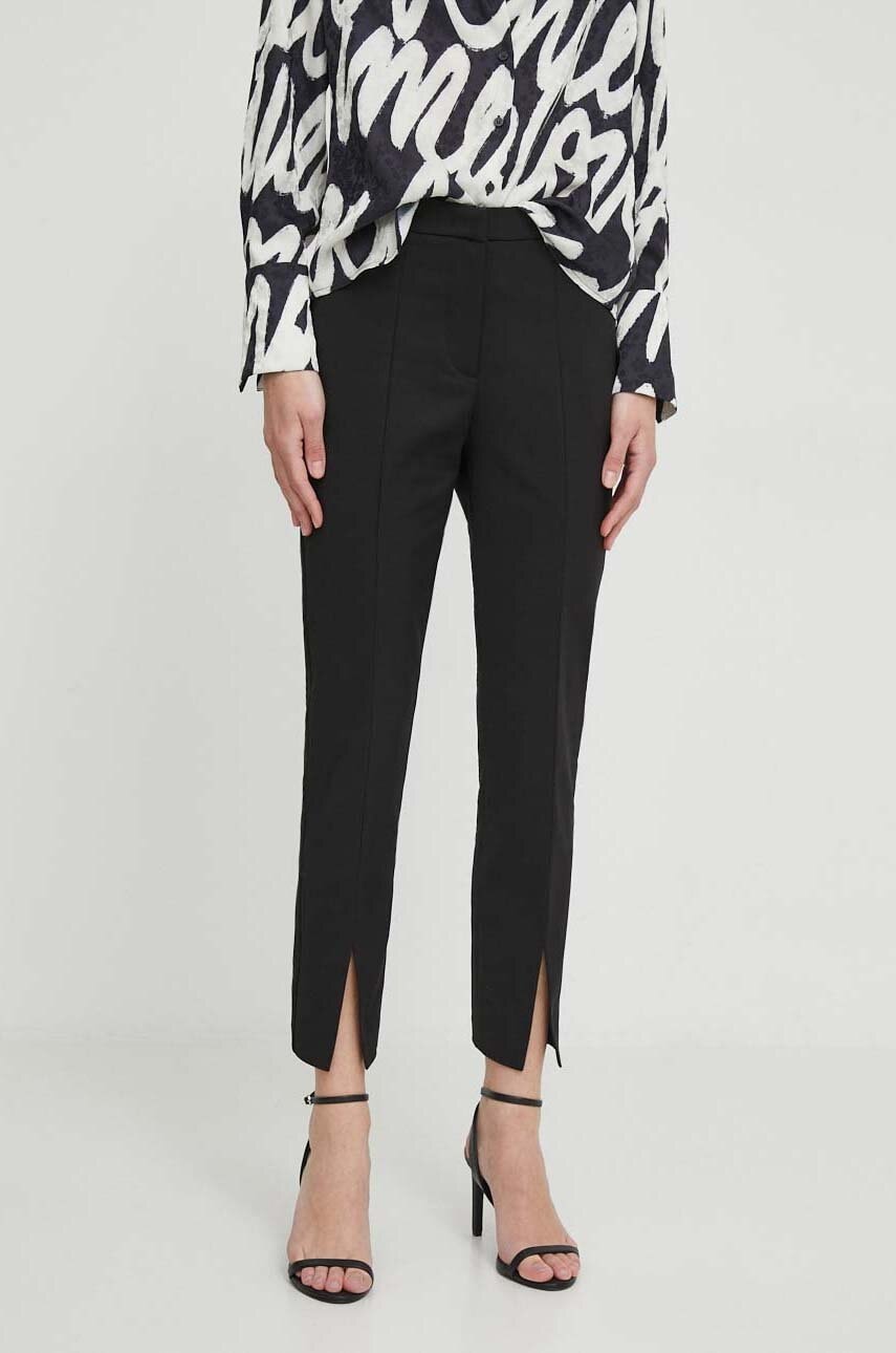 Sisley pantaloni femei, culoarea negru, mulata, high waist Sisley pantaloni femei, culoarea negru, mulata, high waist