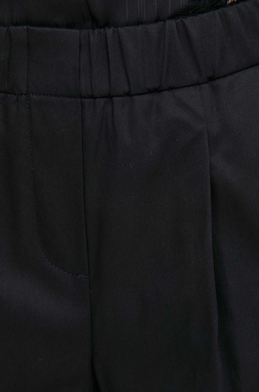 Hlače Sisley za žene, boja: crna, kroj cigarette, visoki struk
