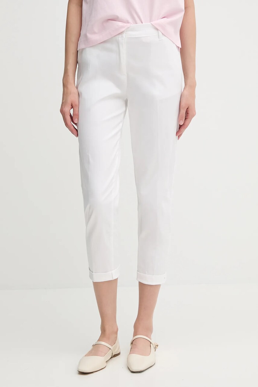Sisley pantaloni culoarea portocaliu, fason tigareta, high waist