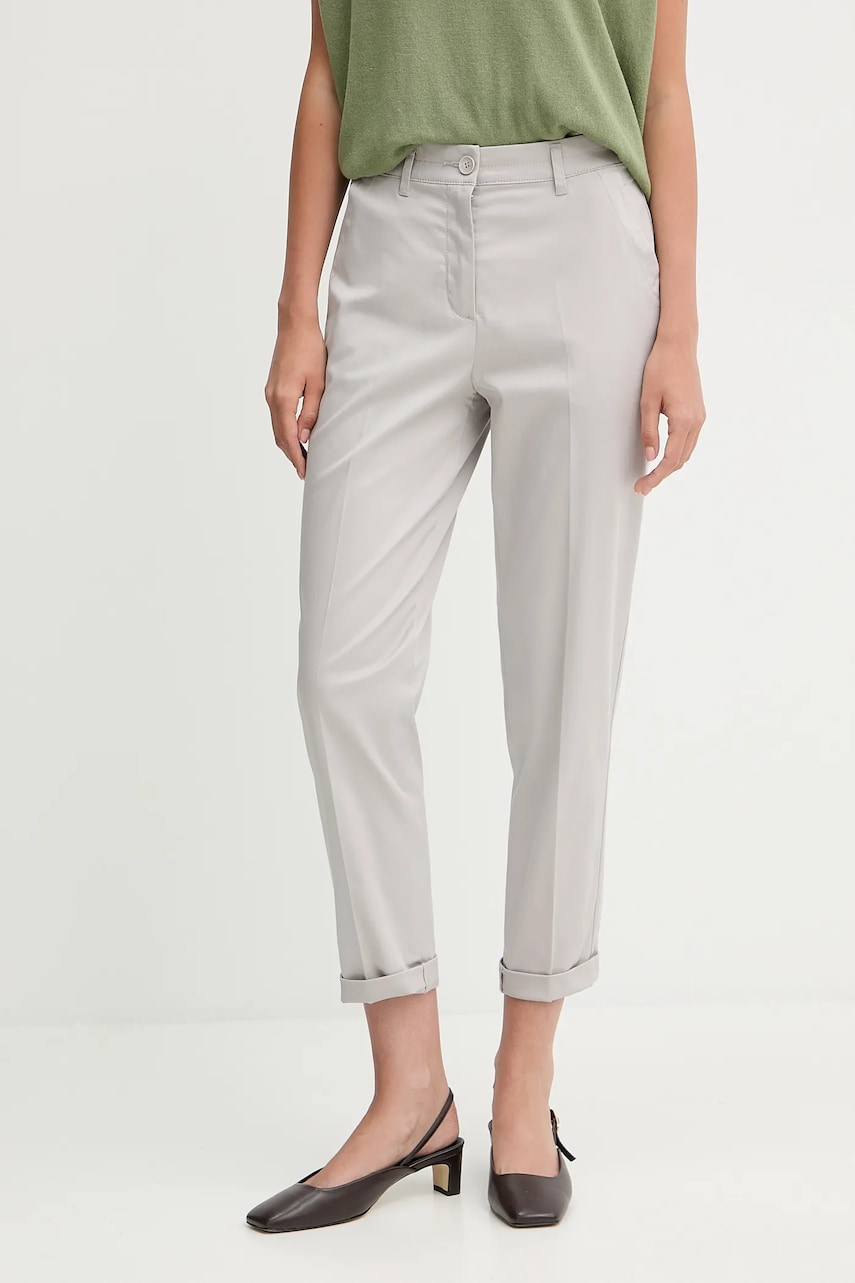 Sisley pantaloni culoarea negru, fason tigareta, high waist, 4ED4LF00R