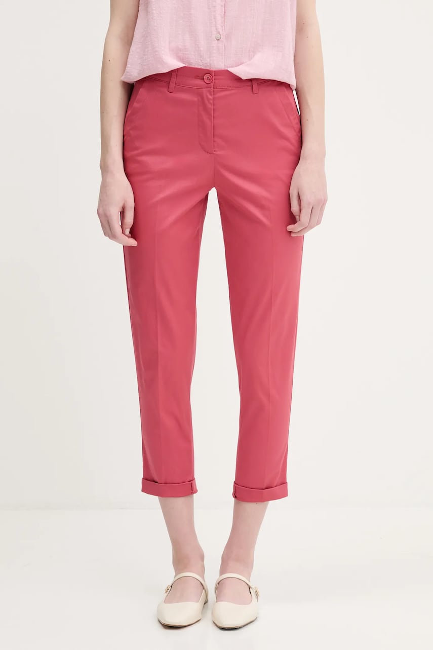 Sisley pantaloni culoarea negru, fason tigareta, high waist, 4ED4LF00R